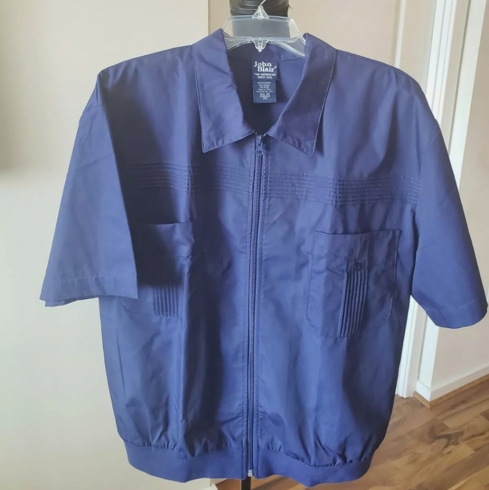 Vintage John Blair Short Sleeve Lightweight Collared Leisure Jacket Blue XL